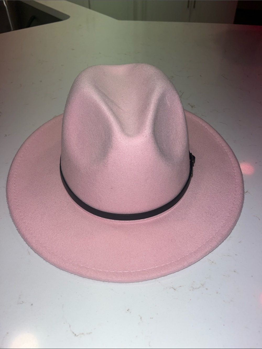 Pink Wide-Brim Adjustable Fedora Hat by